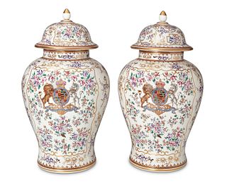 A pair of French porcelain urns