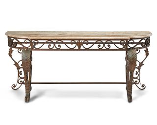 A Oscar Bach-style wrought iron console table
