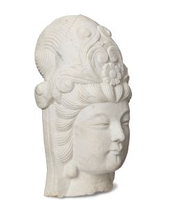 A Chinese partial marble sculpture of Quanyin