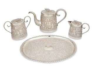 An Indian silver tea set