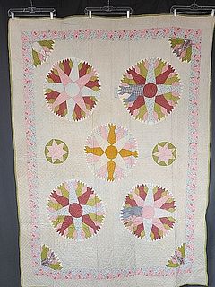 Antique c1850 Chips and Whet Stones Quilt