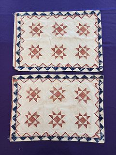 Pair of Antique Patchwork Pillowcases c1840-1850
