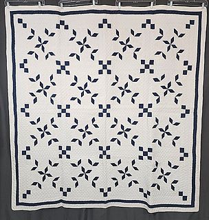 Antique c1880 Blazing Star in Blue and White