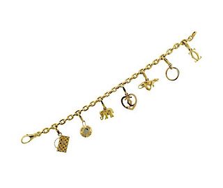 Cartier 18K Gold MOP Multi Charm Bracelet