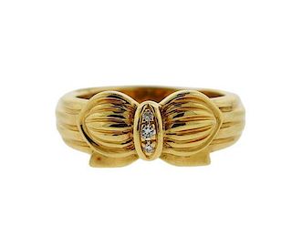 Boucheron 18K Gold Diamond Bow Ring
