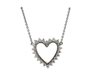 18K Gold 1.10ctw Diamond Heart Pendant Necklace