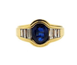 Maboussin 18k Gold Sapphire Diamond Ring