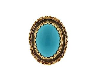 14K Gold Blue Stone Cocktail Ring