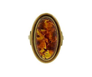 Antique 8K Gold Amber Dome Ring