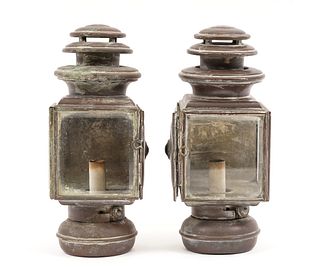 PAIR BRASS CARRIAGE LAMPS