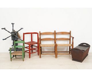 WOOL WINDER AND CHAIRS