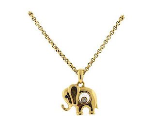 Chopard 18K Gold Happy Diamonds Elephant Pendant Necklace