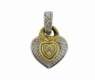 Judith Ripka 18K Gold Sterling Diamond Heart Enhancer Pendant