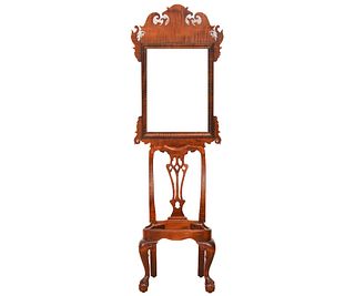 CHIPPENDALE STYLE MIRROR AND CHAIR
