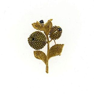 Tiffany &amp; Co. Sapphire Diamond Gold Flower Movable Flower Brooch Pin