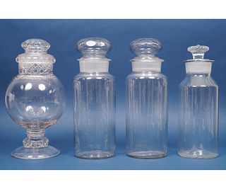 TWO GLASS APOTHECARY JARS
