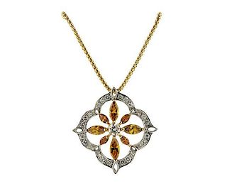 Italian 18K Gold Diamond Slide Pendant Necklace