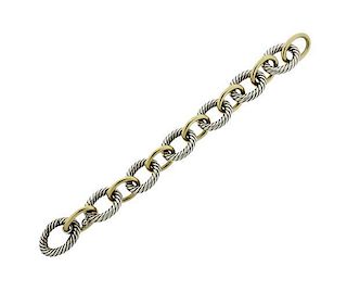 David Yurman 18k Gold Sterling Cable Chain Bracelet