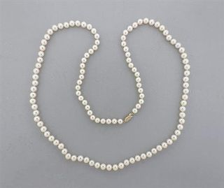 14K Gold 7-7.5mm Pearl Necklace