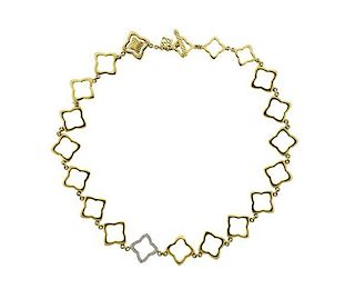 David Yurman Quatrefoil 18K Gold Diamond Necklace
