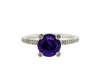 14K Gold Purple Stone Diamond Ring