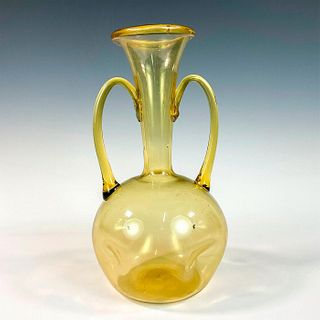 Vintage Yellow Amphora Style Glass Vase