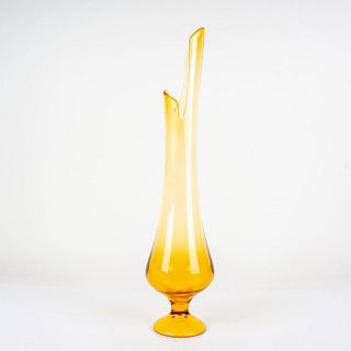 Vintage Yellow Art Glass Swung Vase