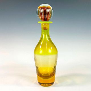 Vintage Yellow Art Glass Decanter with Stopper