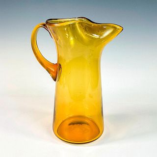 Vintage Blenko Style Yellow Art Glass Pitcher