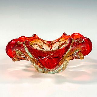 Vintage Murano Orange Art Glass Bowl