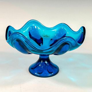 Vintage Viking Glass Cerulean Footed Candy Dish