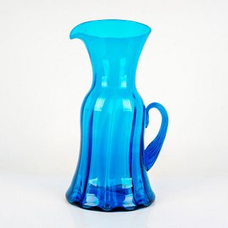 Vintage Large Blue Art Glass Pitcher