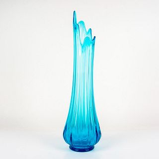 Vintage Blue Art Glass Swung Vase