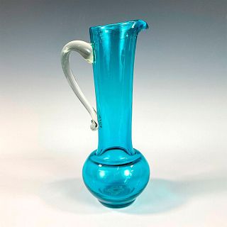 Vintage Blue Art Glass Pitcher