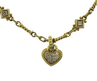 Judith Ripka 18K Gold Diamond Heart Pendant Necklace