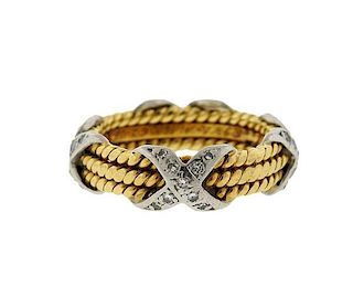 Tiffany &amp; Co Schlumberger 18K Gold Platinum Diamond Ring