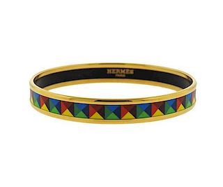 Hermes Multi Color Enamel Bangle Bracelet
