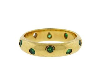 Tiffany &amp; Co Etoile 18K Gold Emerald Band Ring