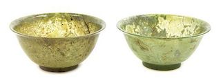 A Pair of Chinese Carved Hardstone Bowls, Diameter 5 inches.