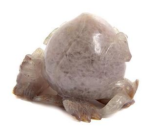 A Chinese Carved Quartz Peach, Width 4 1/4 inches.