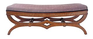 A Fine Classical Rosewood Veneered Saddle Seat  Window Bench
