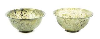 Two Chinese Carved Hardstone Bowls, Diameter 5 inches.