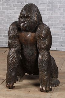 Figural Bronze Gorilla, Garden Decor