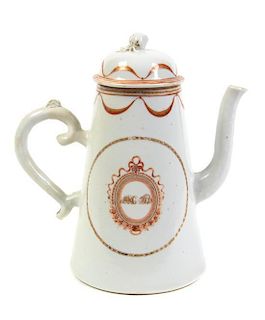 A Chinese Export Porcelain Teapot, Height 9 1/4 inches.