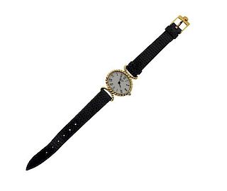 Concord 14K Gold Leather Strap Watch