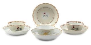 An Assembled Set of Chinese Export Cups and Saucers, Diameter of largest 5 1/4 inches.
