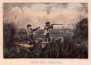 Water-Rail Shooting - Original Small Folio Currier & Ives Lithograph