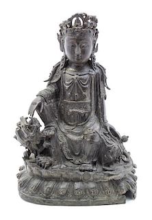 A Chinese Bronze Figure of Guanyin, Height 16 inches.