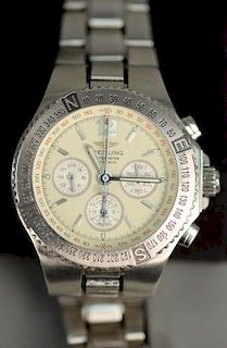 Breitling A39363 automatic chronograph with box, stainless steel "Hercules". 
(broken clasp).