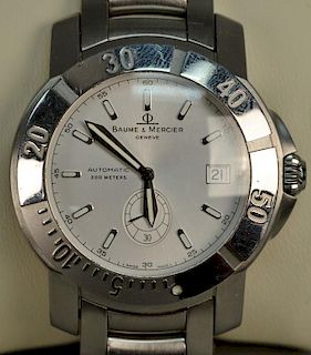 Baume & Mercier round wristwatch automatic stainless steel with box.